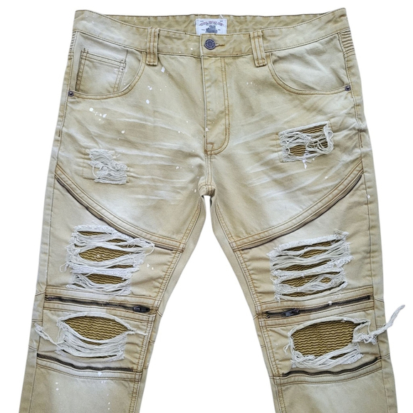 Smoke Rise Original Vintage Denim Destroyed Slim-Fit Jeans Size 38/34 - Picture 7 of 13